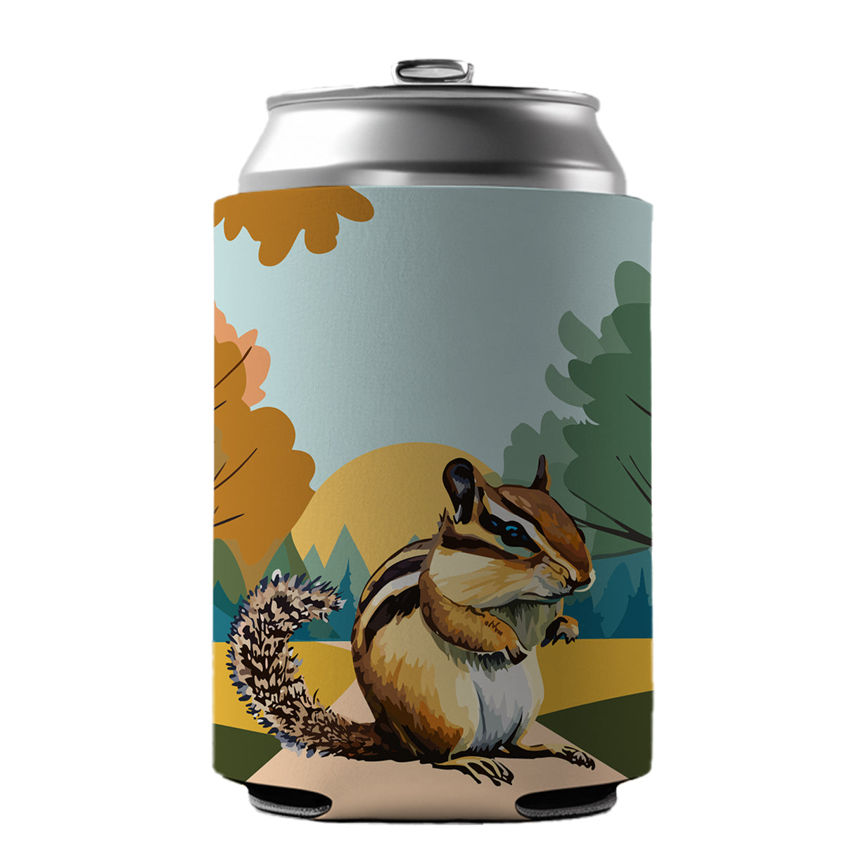 Chipmunk Watercolor Can Cooler Beer Soda Drink Insulated Holder Sleeve Hugger