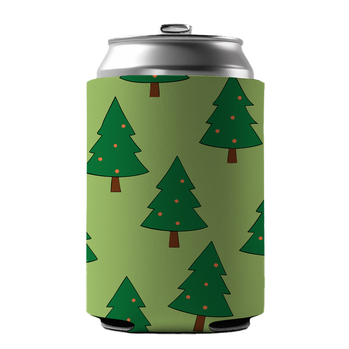 Christmas Trees Green Pattern Can Cooler Beer Soda Drink Insulated Holder Sleeve Hugger
