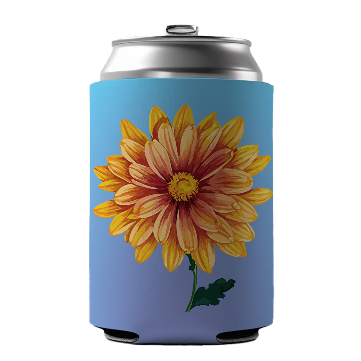 Chrysanthemum Mum Flower Yellow Watercolor Can Cooler Beer Soda Drink Insulated Holder Sleeve Hugger