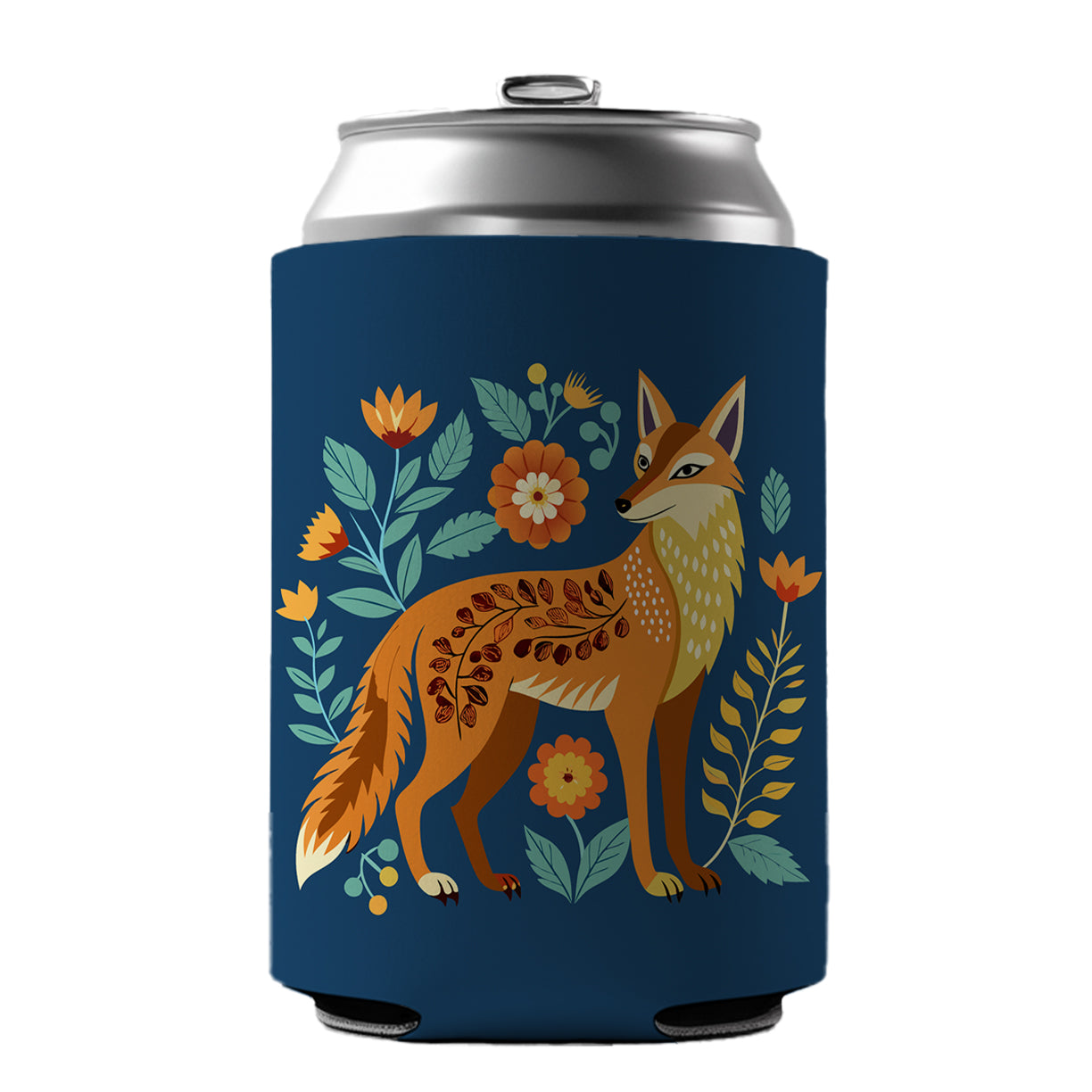Coyote Pretty Floral Flowers Can Cooler Beer Soda Drink Insulated Holder Sleeve Hugger