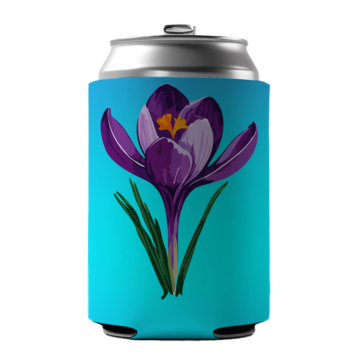Crocus Flower Purple Watercolor Can Cooler Beer Soda Drink Insulated Holder Sleeve Hugger
