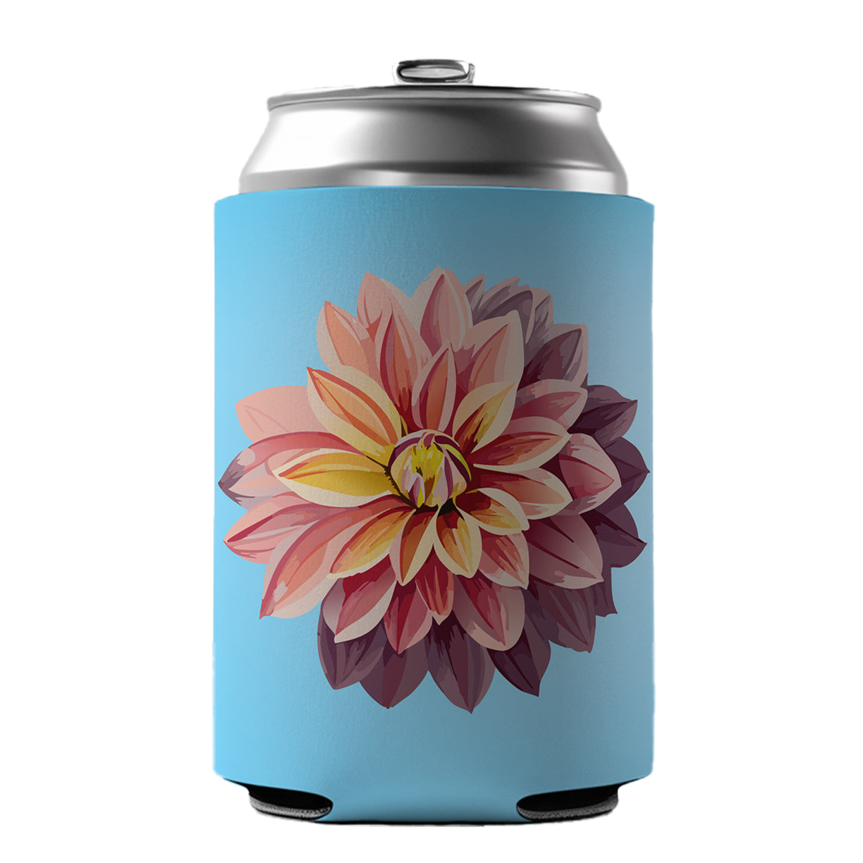 Dahlia Flower Watercolor Can Cooler Beer Soda Drink Insulated Holder Sleeve Hugger