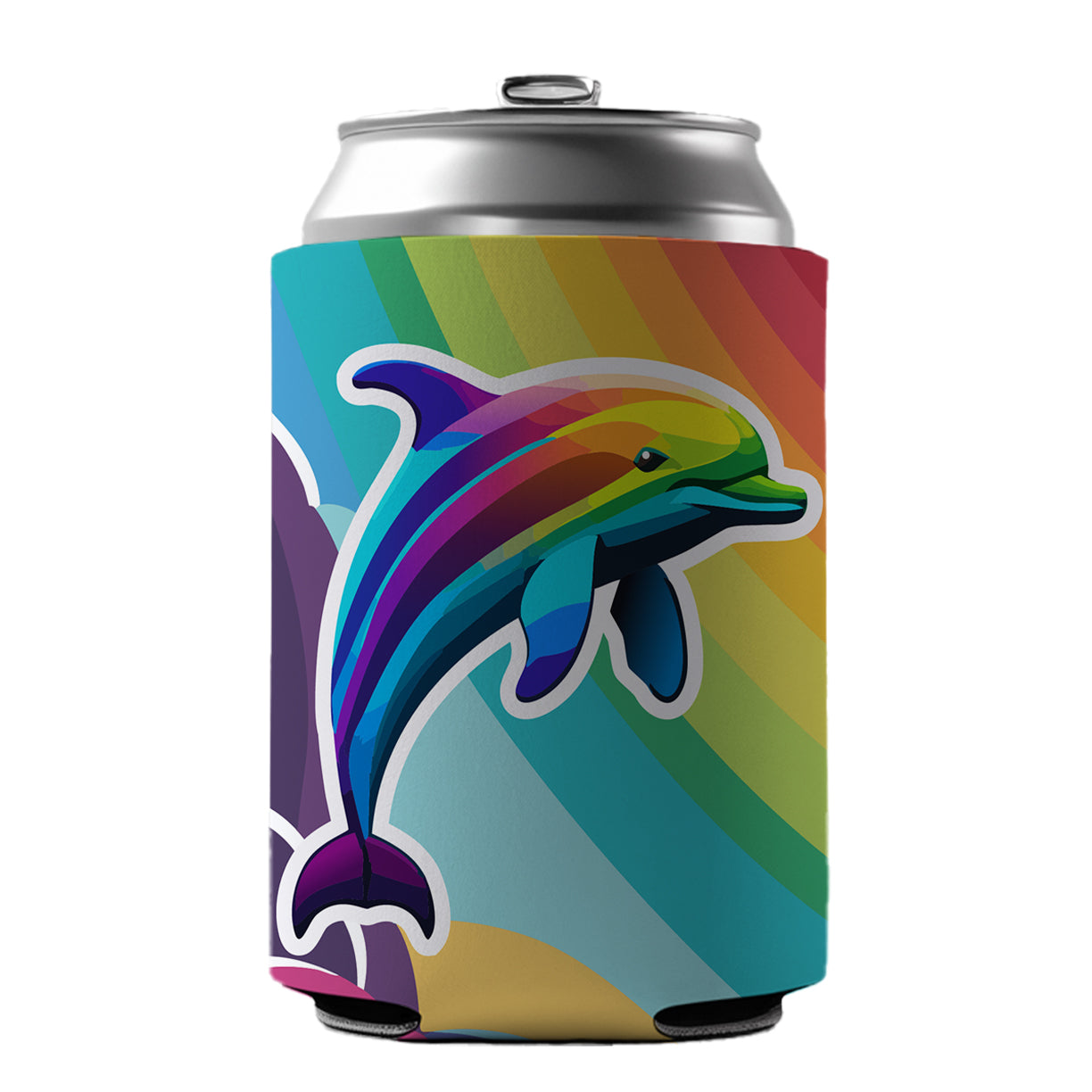 Dolphin Rainbow Cute Can Cooler Beer Soda Drink Insulated Holder Sleeve Hugger