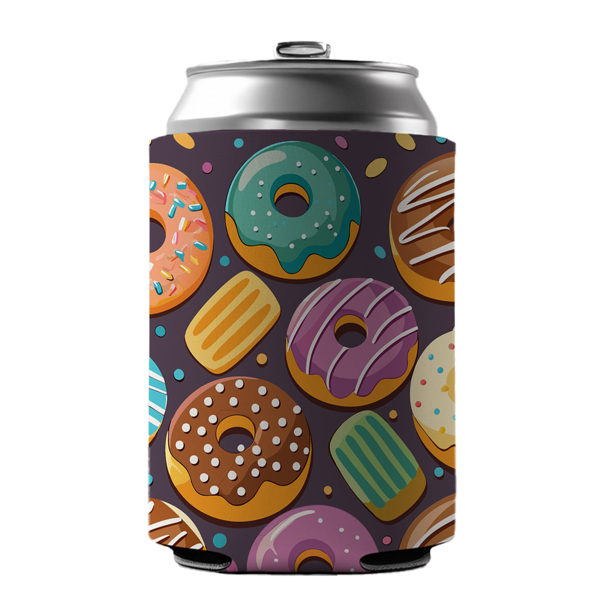 Donuts Scattered Can Cooler Beer Soda Drink Insulated Holder Sleeve Hugger