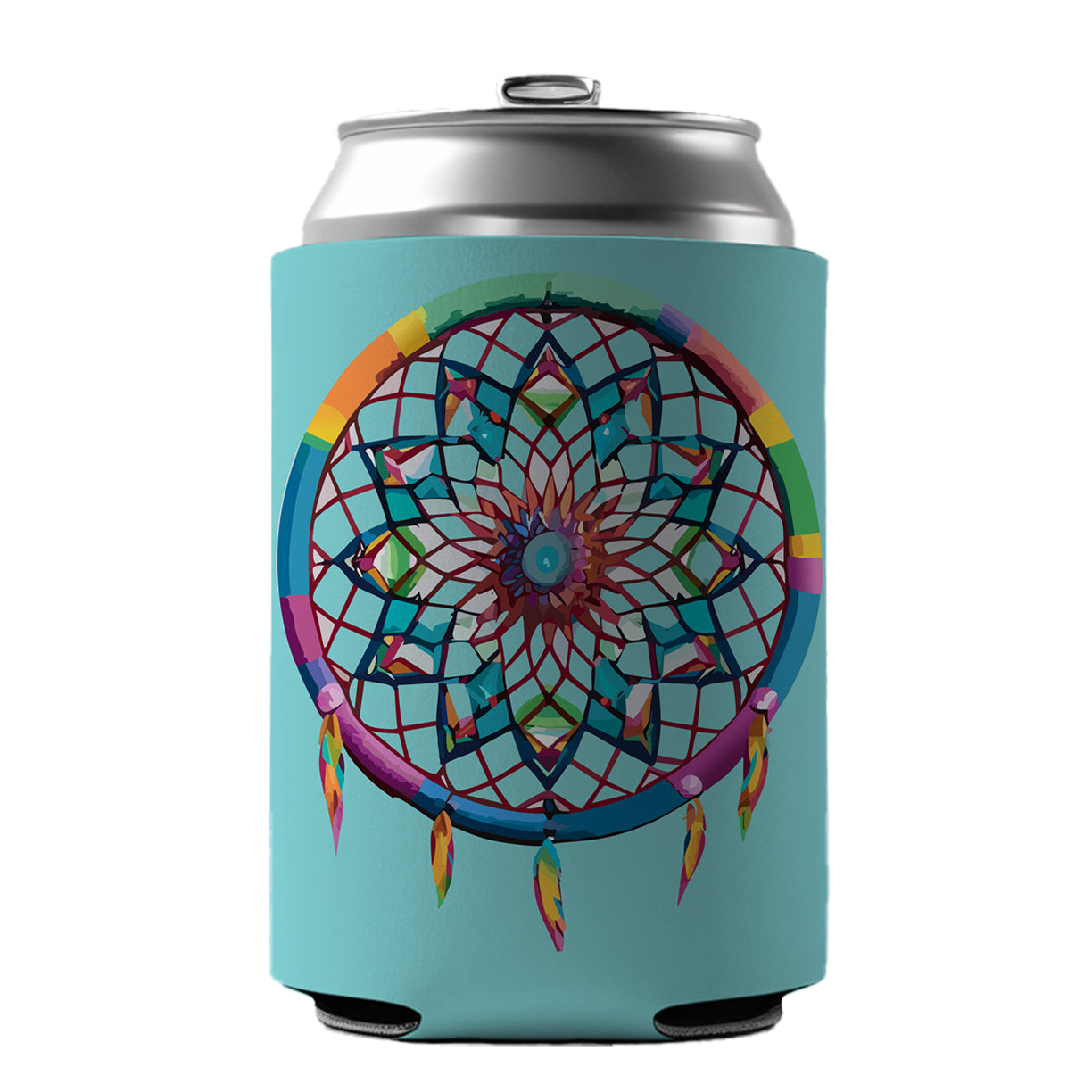 Dream Catcher Colorful Feathers Can Cooler Beer Soda Drink Insulated Holder Sleeve Hugger