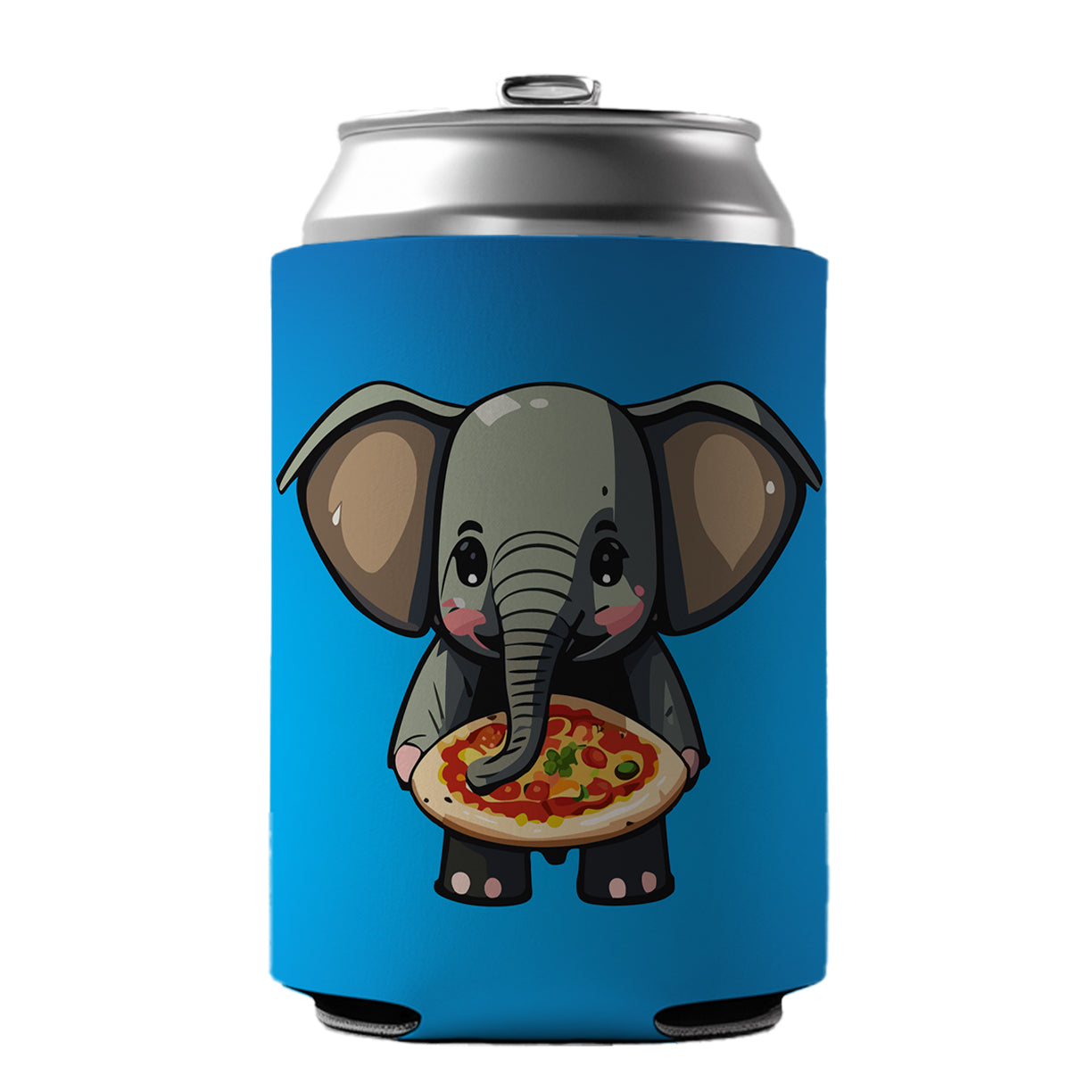 Elephant Eating Pizza Funny Can Cooler Beer Soda Drink Insulated Holder Sleeve Hugger