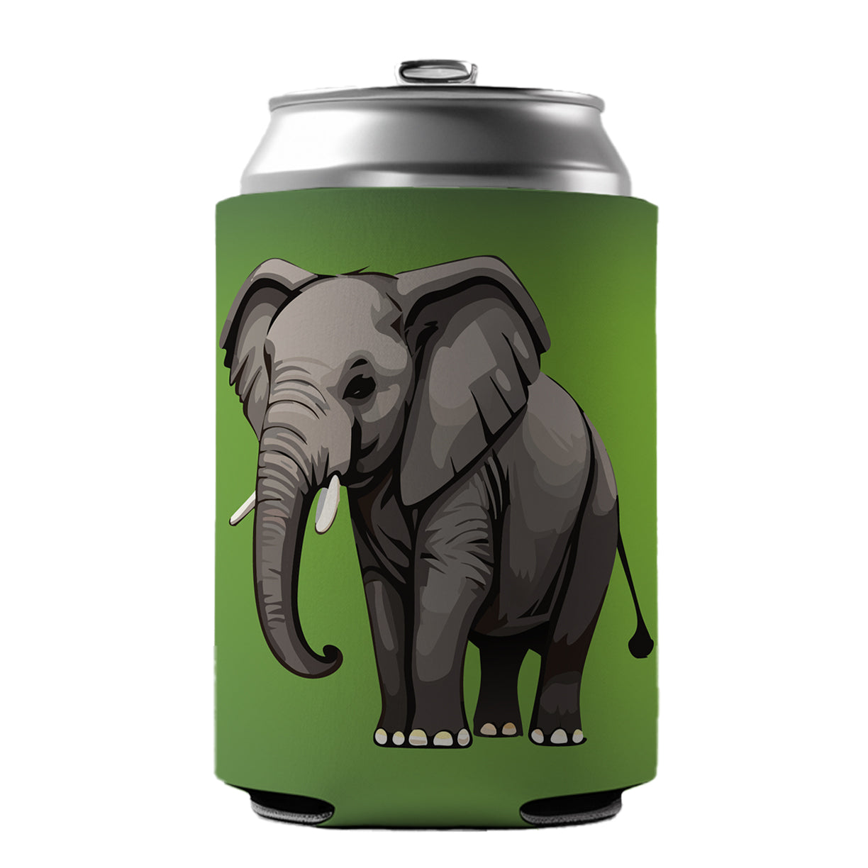 Elephant with Tusks Majestic Can Cooler Beer Soda Drink Insulated Holder Sleeve Hugger