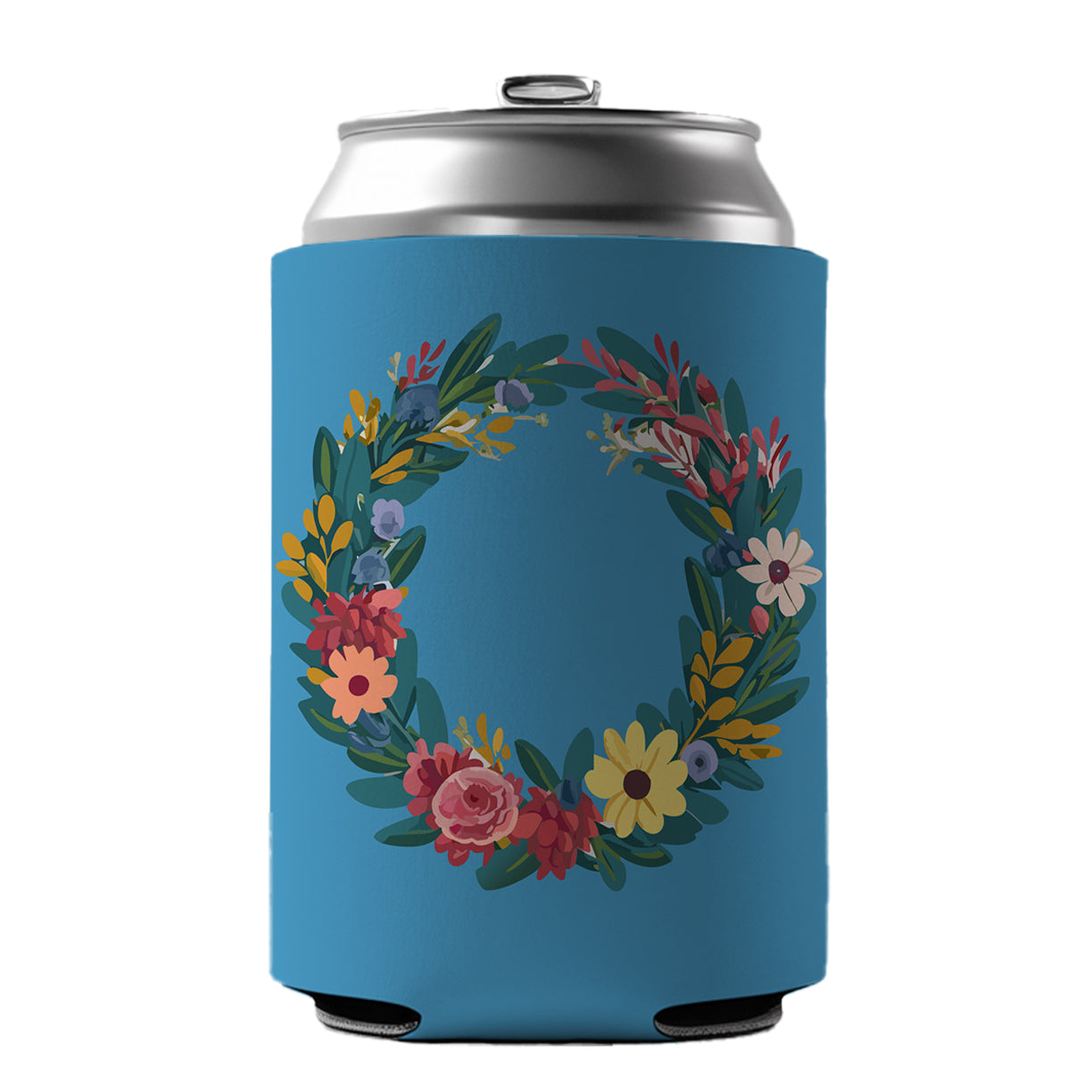 Floral Wreath Border Spring Can Cooler Beer Soda Drink Insulated Holder Sleeve Hugger