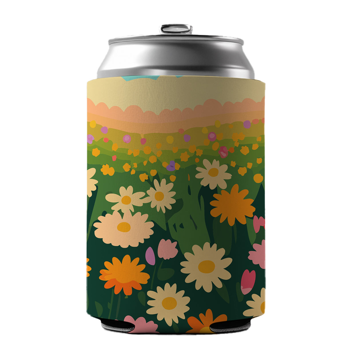 Flowers in Meadow Floral Can Cooler Beer Soda Drink Insulated Holder Sleeve Hugger