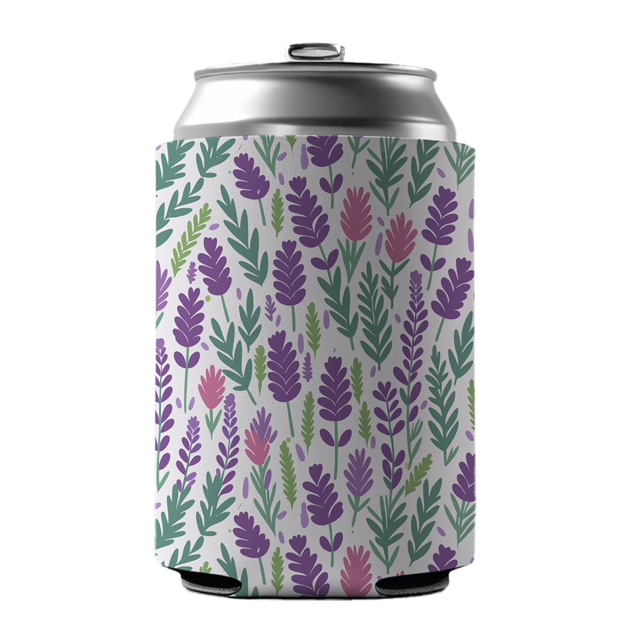 Flowers Lavender Cute Pattern Can Cooler Beer Soda Drink Insulated Holder Sleeve Hugger