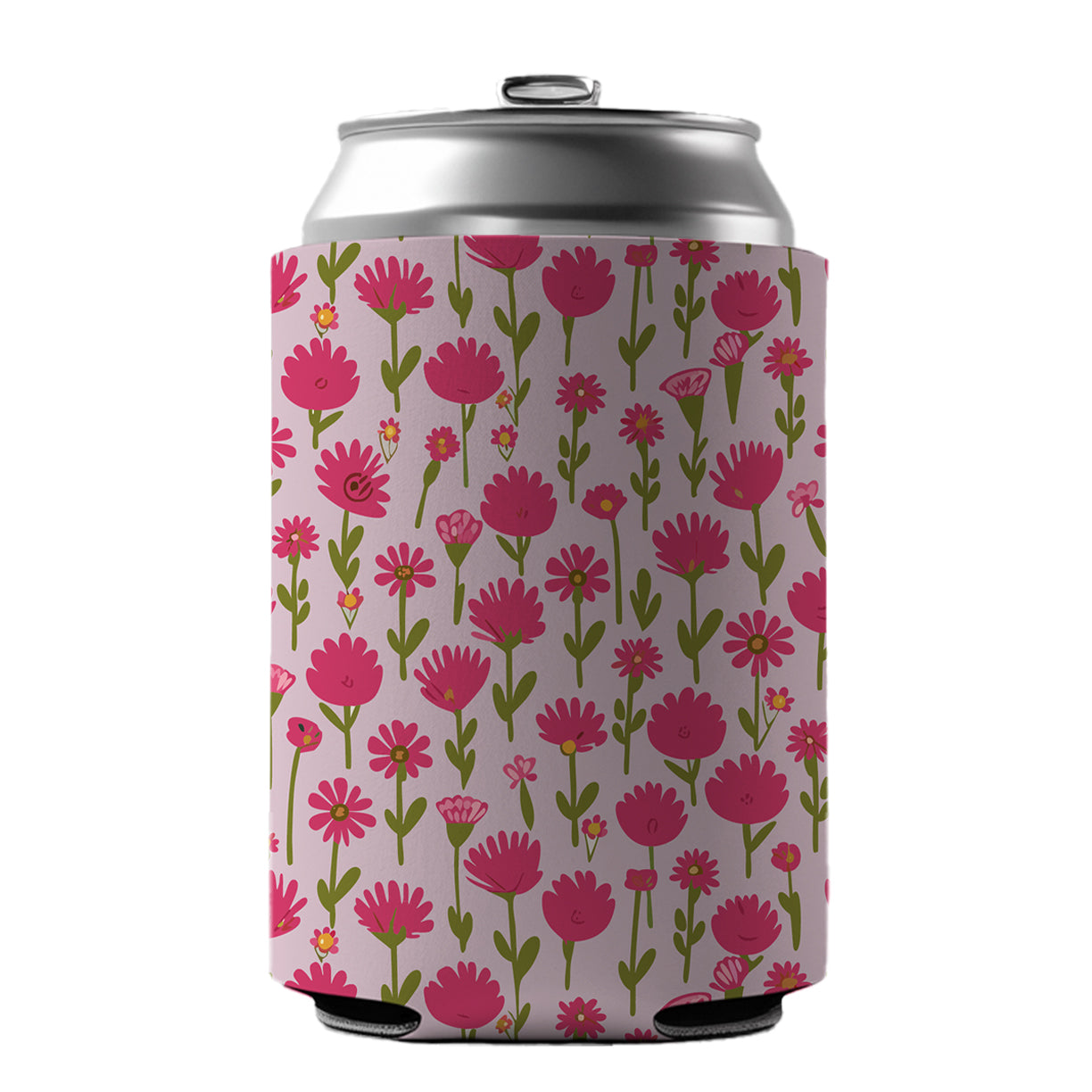 Flowers Pink Cute Pattern Can Cooler Beer Soda Drink Insulated Holder Sleeve Hugger