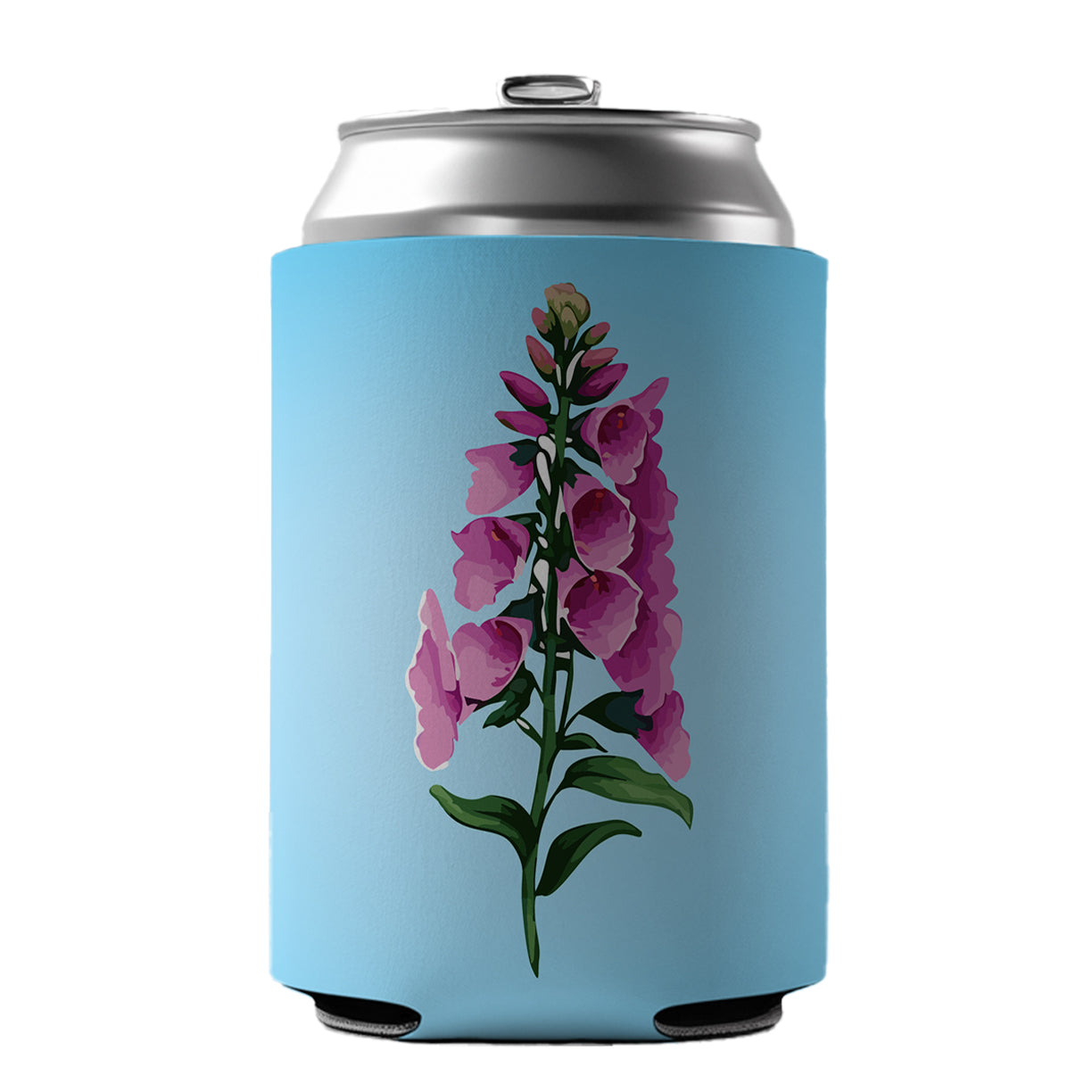Foxglove Flowers Watercolor Can Cooler Beer Soda Drink Insulated Holder Sleeve Hugger