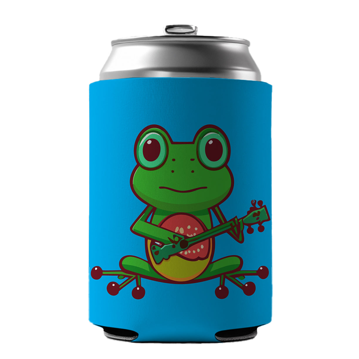 Frog Playing Banjo Guitar Music Funny Can Cooler Beer Soda Drink Insulated Holder Sleeve Hugger