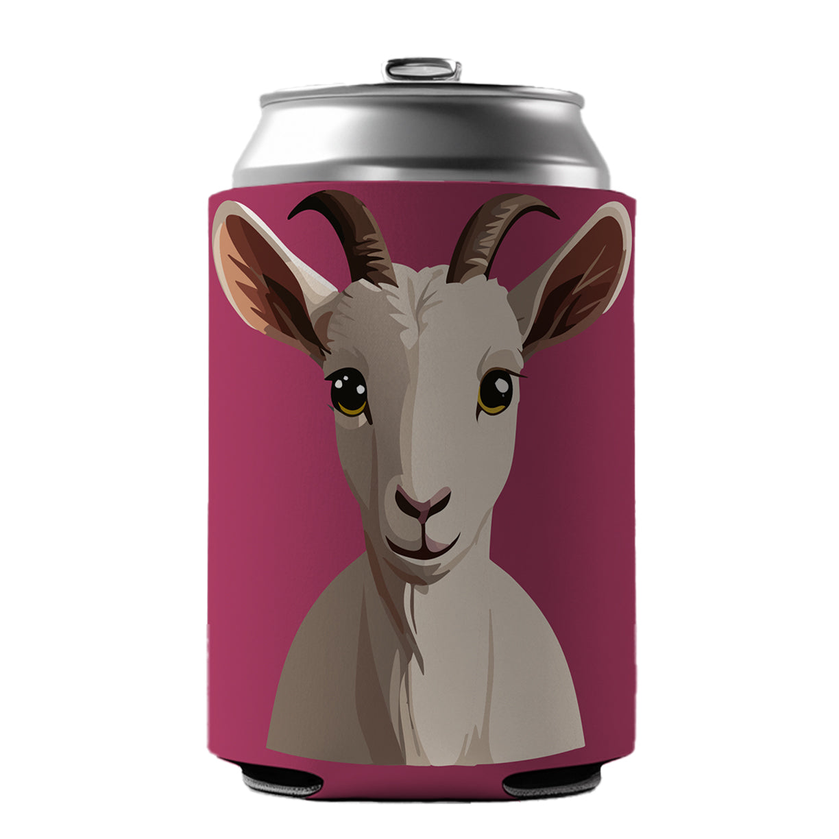 Goat Head Staring Cute Can Cooler Beer Soda Drink Insulated Holder Sleeve Hugger