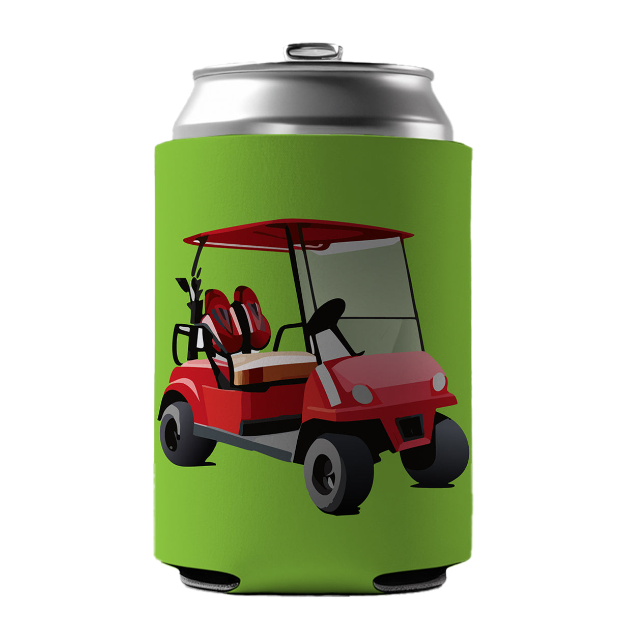 Golf Cart Red Golfing Sport Can Cooler Beer Soda Drink Insulated Holder Sleeve Hugger