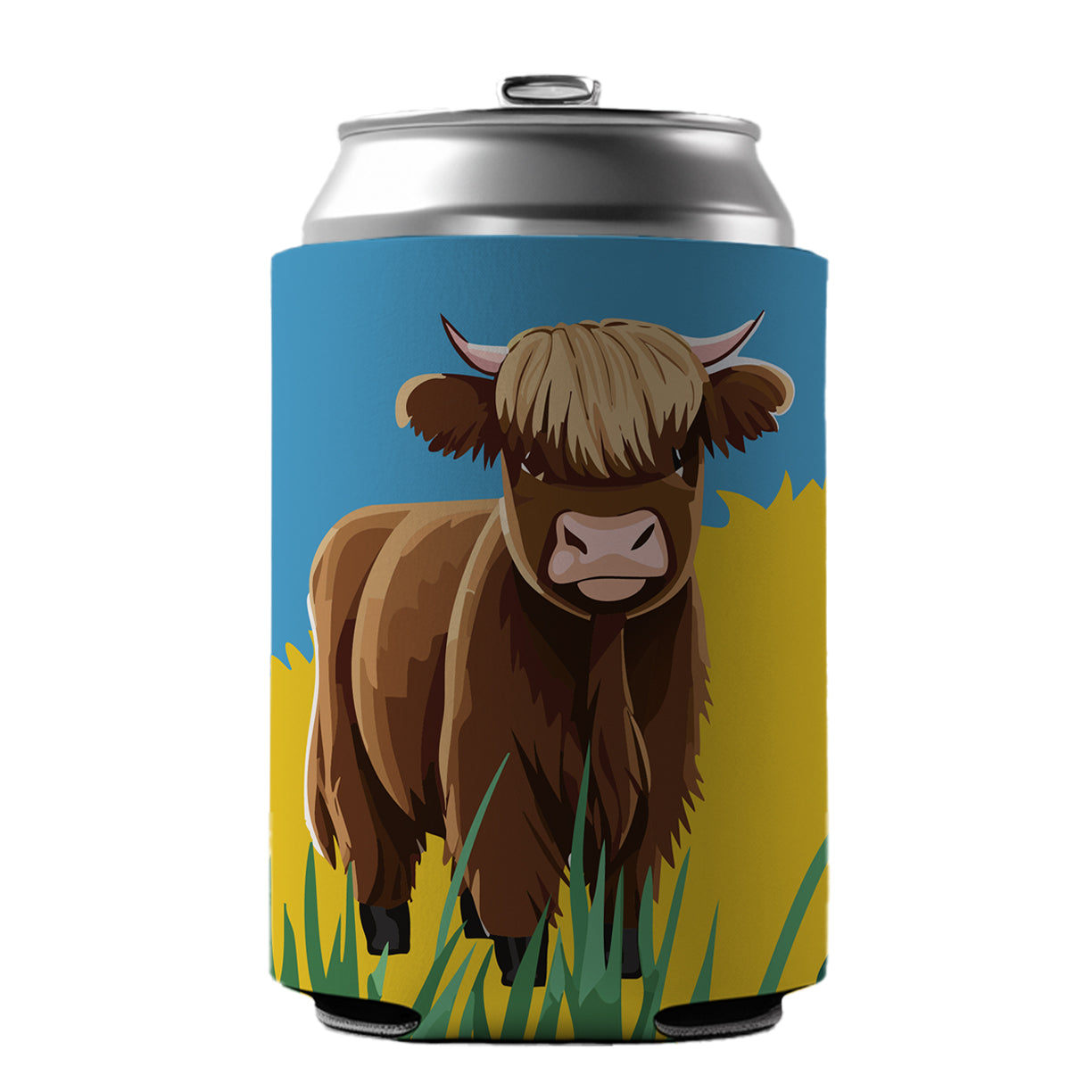 Highland Cow Scruffy Can Cooler Beer Soda Drink Insulated Holder Sleeve Hugger
