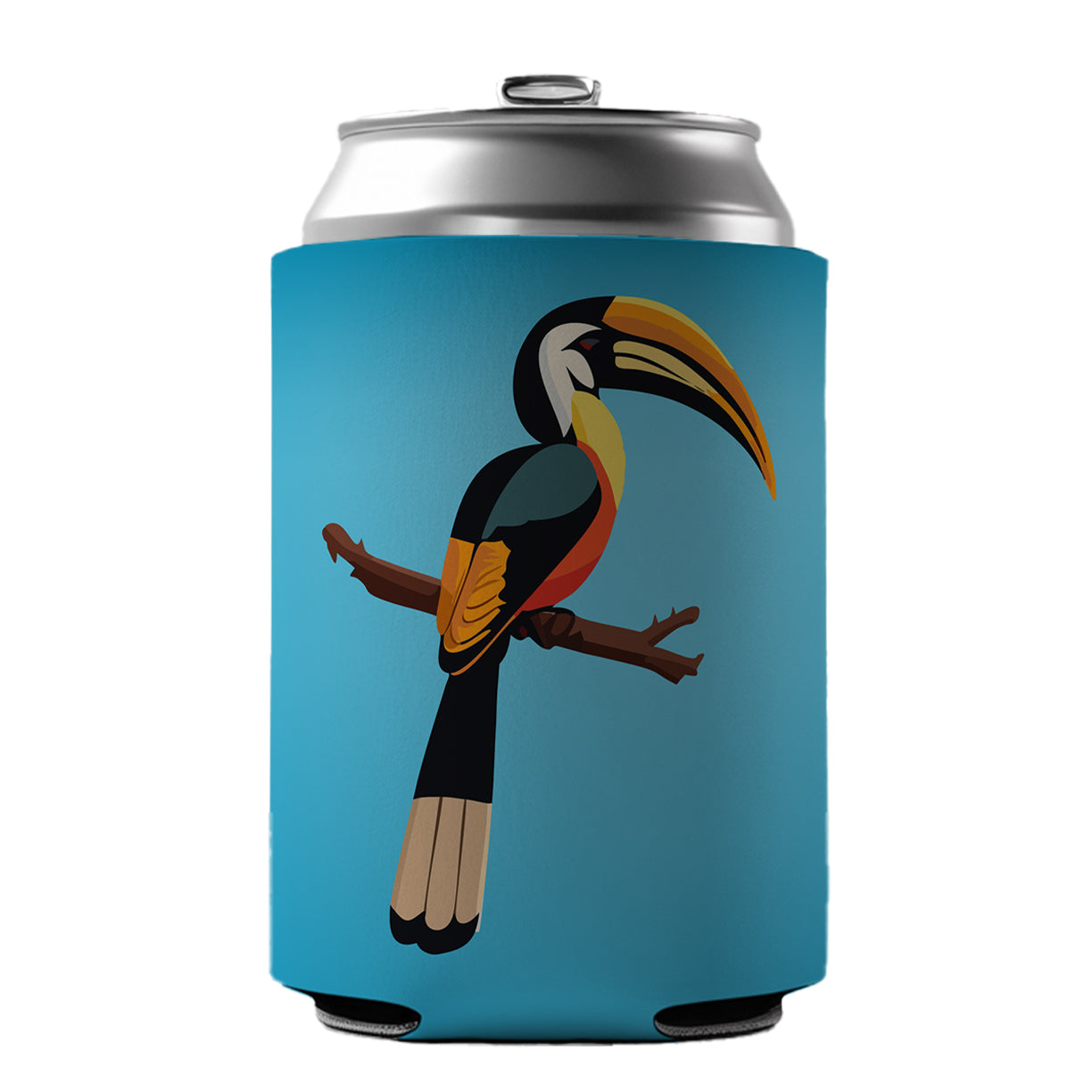 Hornbill Bird on Branch Can Cooler Beer Soda Drink Insulated Holder Sleeve Hugger