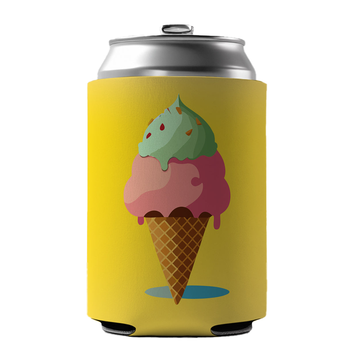 Ice Cream Cone Two Scoops Can Cooler Beer Soda Drink Insulated Holder Sleeve Hugger