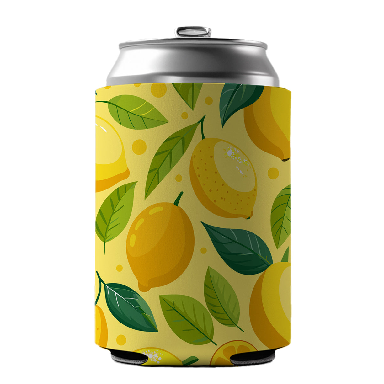 Lemons Fruit Scattered Pattern Can Cooler Beer Soda Drink Insulated Holder Sleeve Hugger