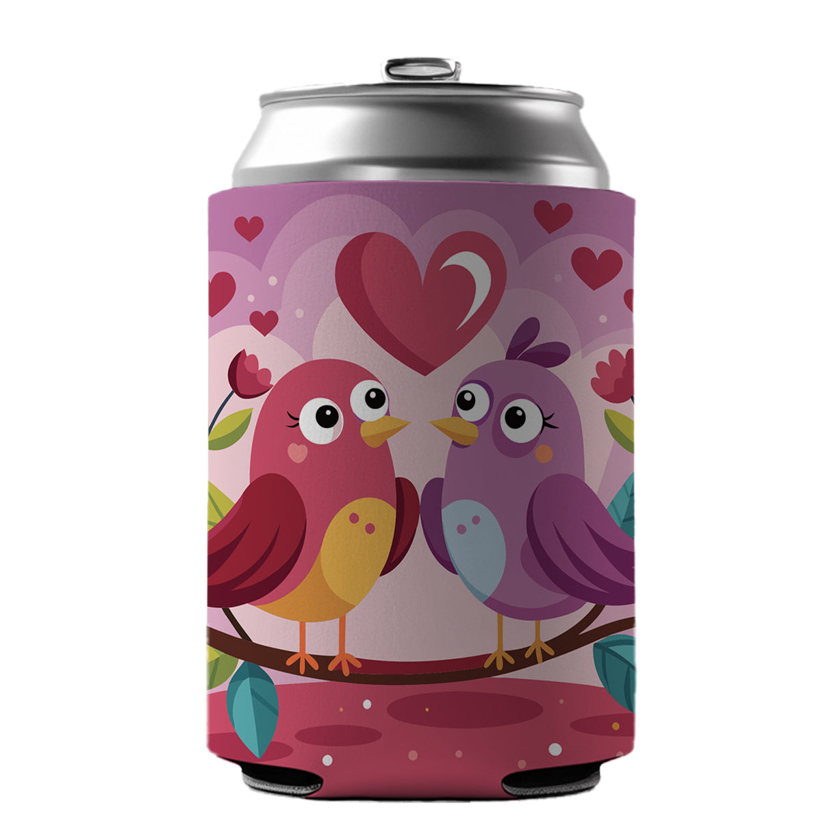 Love Birds Valentines Day Anniversary Wedding Can Cooler Beer Soda Drink Insulated Holder Sleeve Hugger