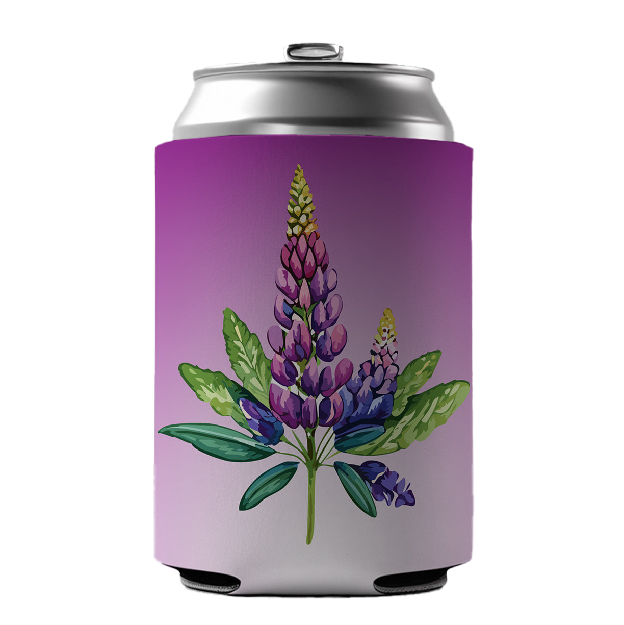 Lupine Plant Flower Watercolor Can Cooler Beer Soda Drink Insulated Holder Sleeve Hugger