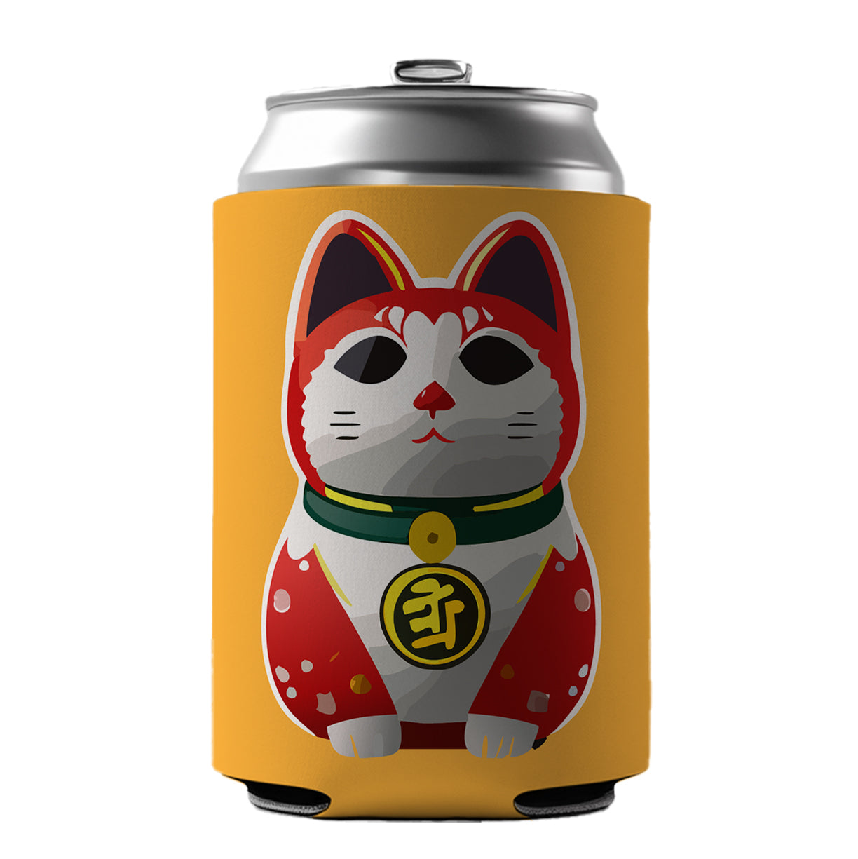 Maneki Neko Lucky Cat Can Cooler Beer Soda Drink Insulated Holder Sleeve Hugger