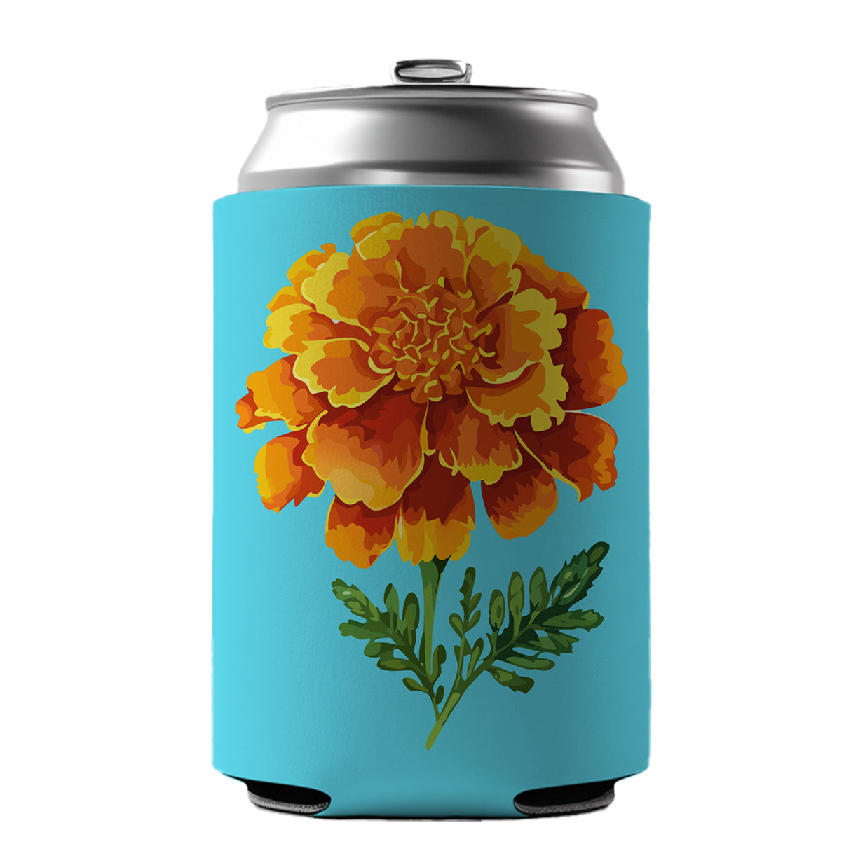 Marigold Flower Watercolor Orange Can Cooler Beer Soda Drink Insulated Holder Sleeve Hugger