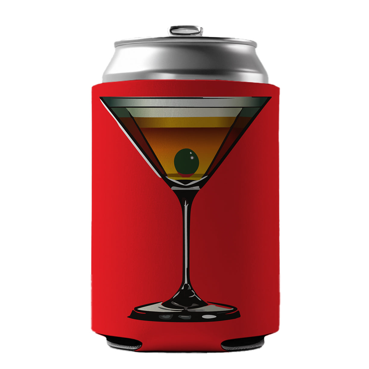 Martini with Olive Can Cooler Beer Soda Drink Insulated Holder Sleeve Hugger
