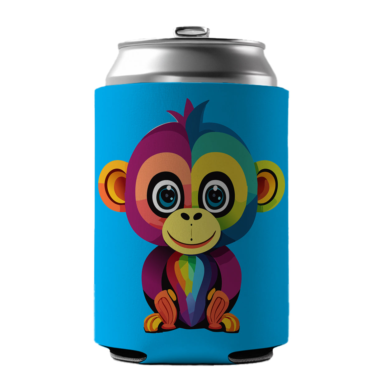 Monkey Colorful Rainbow Can Cooler Beer Soda Drink Insulated Holder Sleeve Hugger