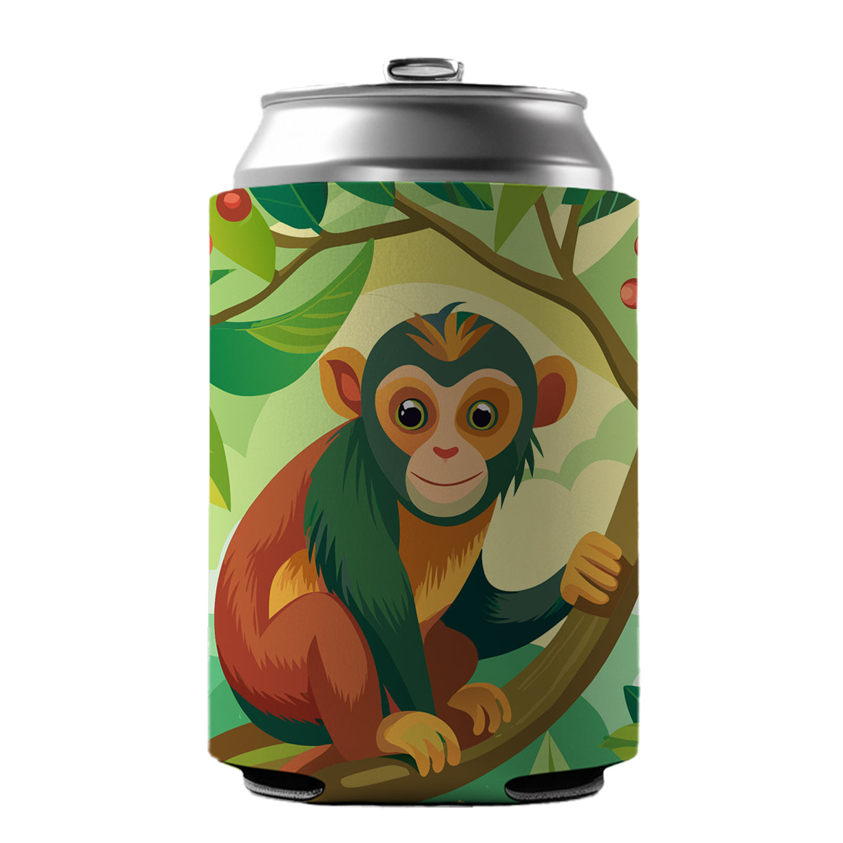 Monkey in Tree Can Cooler Beer Soda Drink Insulated Holder Sleeve Hugger