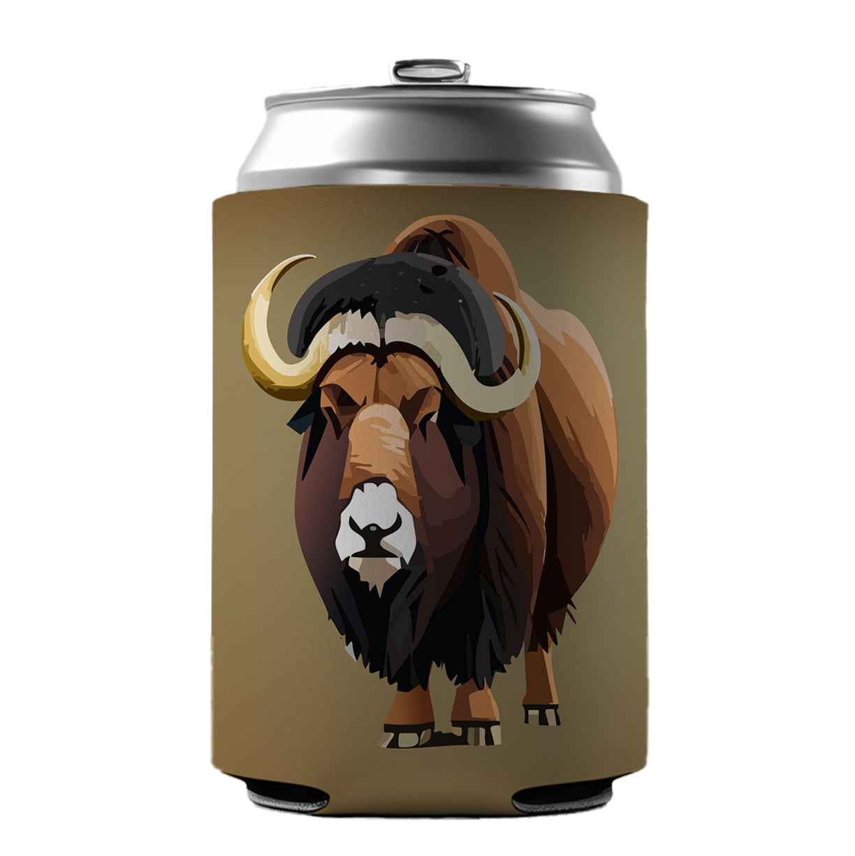 Muskox Musk Ox Shaggy Arctic Animal Can Cooler Beer Soda Drink Insulated Holder Sleeve Hugger
