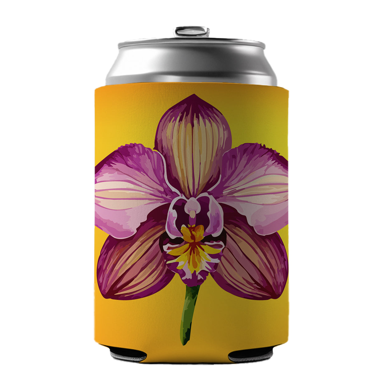 Orchid Flower Watercolor Can Cooler Beer Soda Drink Insulated Holder Sleeve Hugger