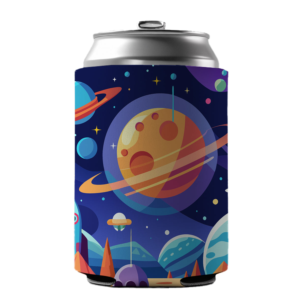 Outer Space Planets Can Cooler Beer Soda Drink Insulated Holder Sleeve Hugger