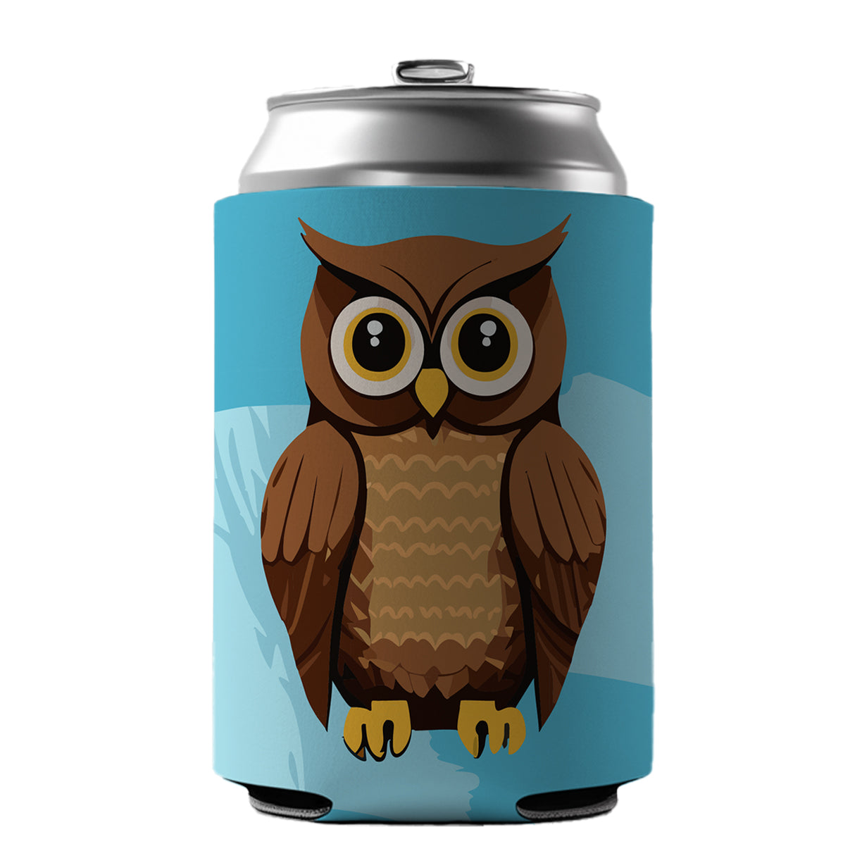Owl Brown Can Cooler Beer Soda Drink Insulated Holder Sleeve Hugger