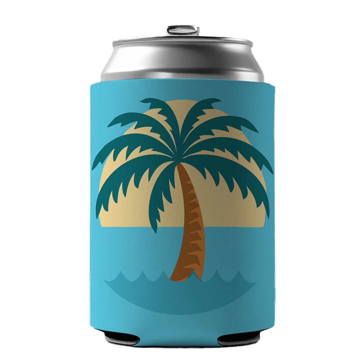 Palm Tree Ocean Tropical Vacation Can Cooler Beer Soda Drink Insulated Holder Sleeve Hugger