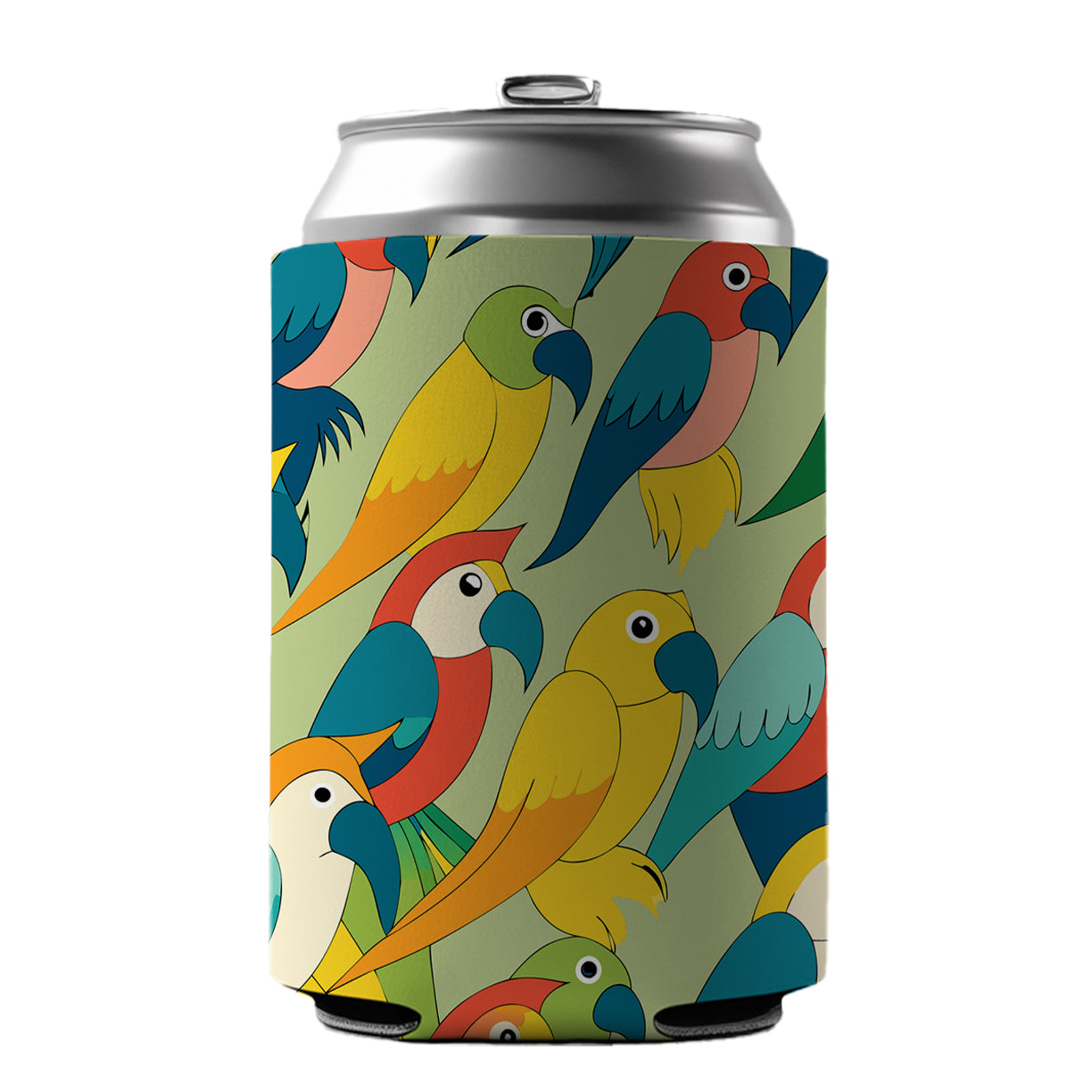 Parrots Pattern Can Cooler Beer Soda Drink Insulated Holder Sleeve Hugger