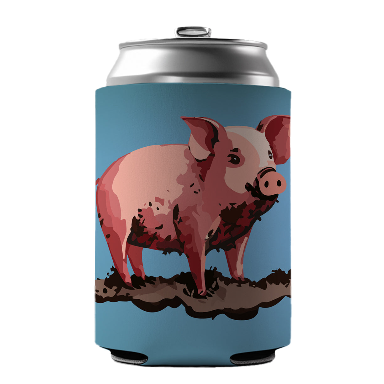 Pig in Mud Can Cooler Beer Soda Drink Insulated Holder Sleeve Hugger