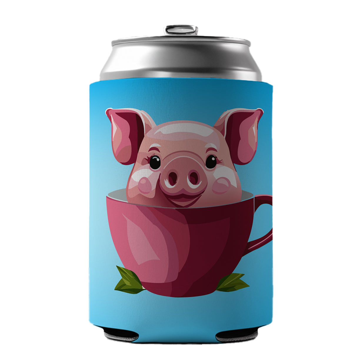 Pig Teacup Can Cooler Beer Soda Drink Insulated Holder Sleeve Hugger