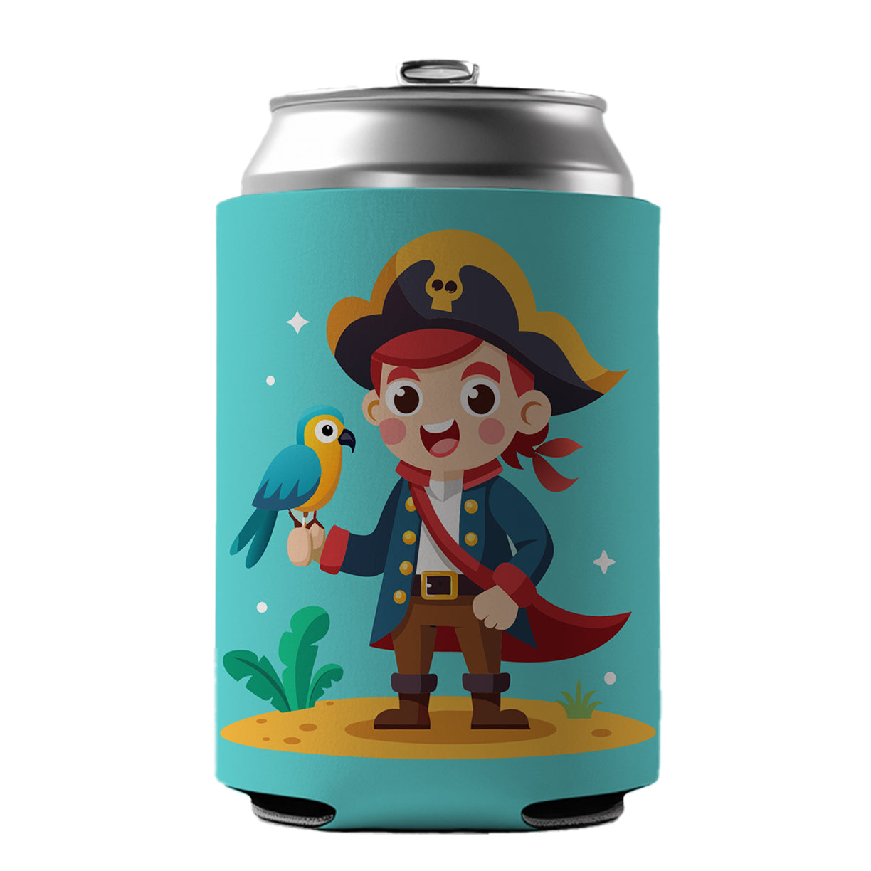 Pirate with Parrot Cute Can Cooler Beer Soda Drink Insulated Holder Sleeve Hugger