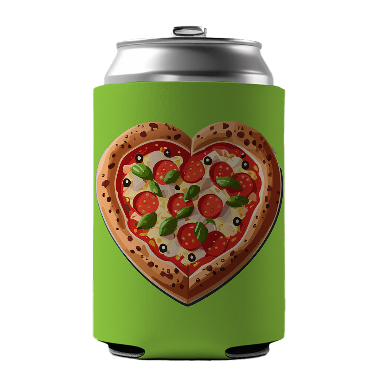 Pizza Heart Love Can Cooler Beer Soda Drink Insulated Holder Sleeve Hugger