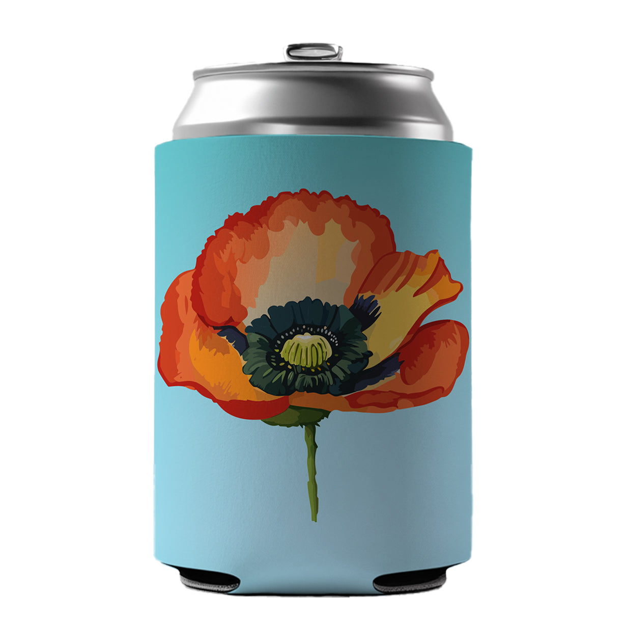 Poppy Icelandic Orange Flower Watercolor Can Cooler Beer Soda Drink Insulated Holder Sleeve Hugger