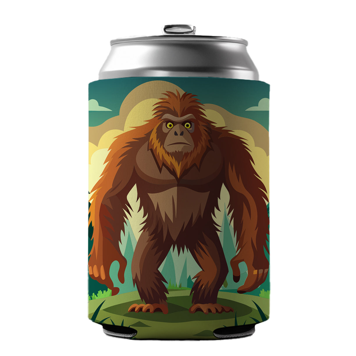 Sasquatch Big Foot Drawing Can Cooler Beer Soda Drink Insulated Holder Sleeve Hugger