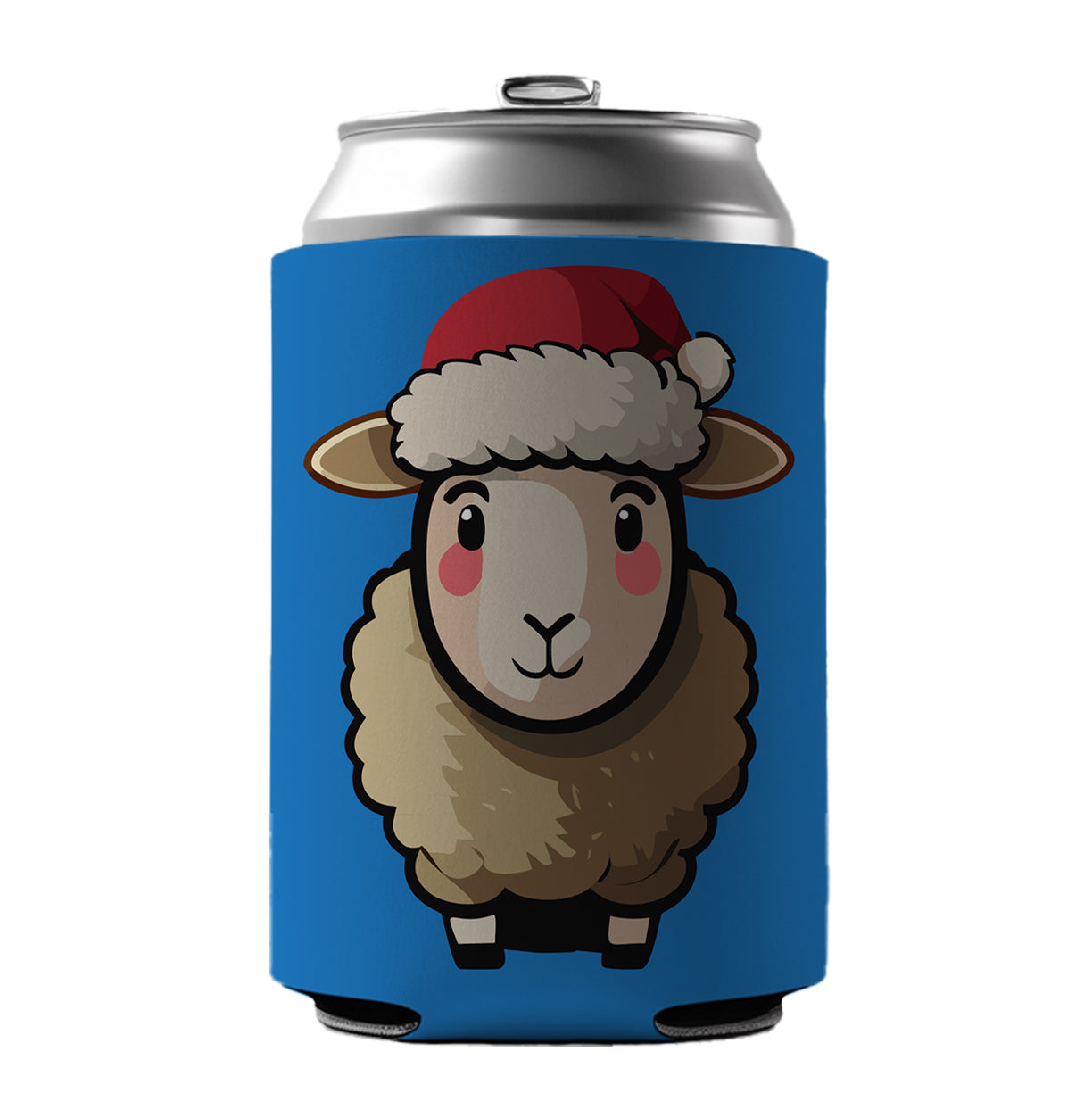 Sheep Christmas Santa Hat Can Cooler Beer Soda Drink Insulated Holder Sleeve Hugger