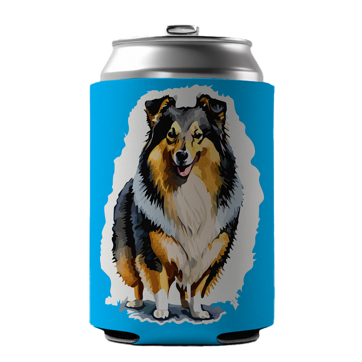 Shetland Sheepdog Standing Can Cooler Beer Soda Drink Insulated Holder Sleeve Hugger