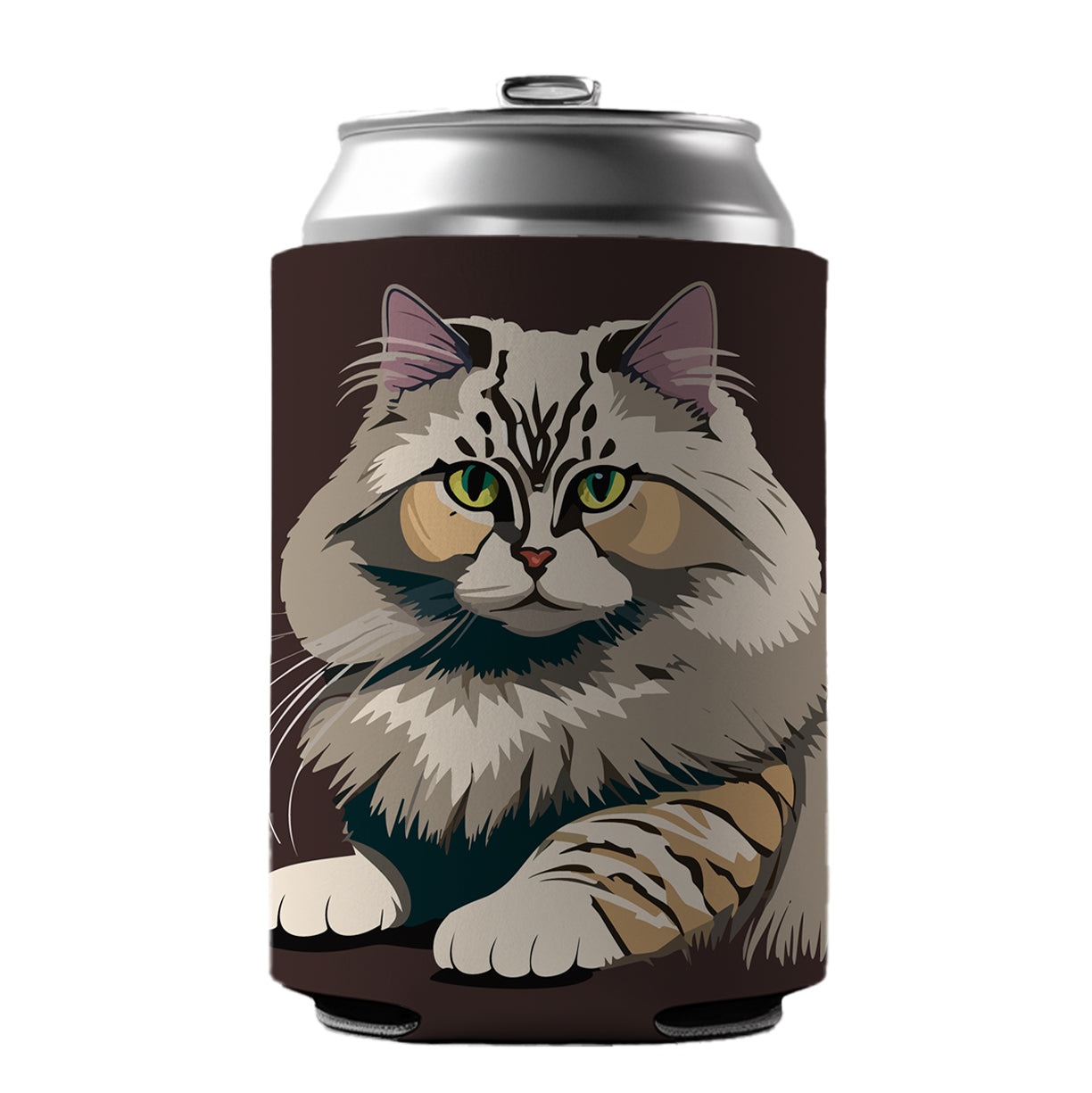Siberian Cat Crouched Can Cooler Beer Soda Drink Insulated Holder Sleeve Hugger