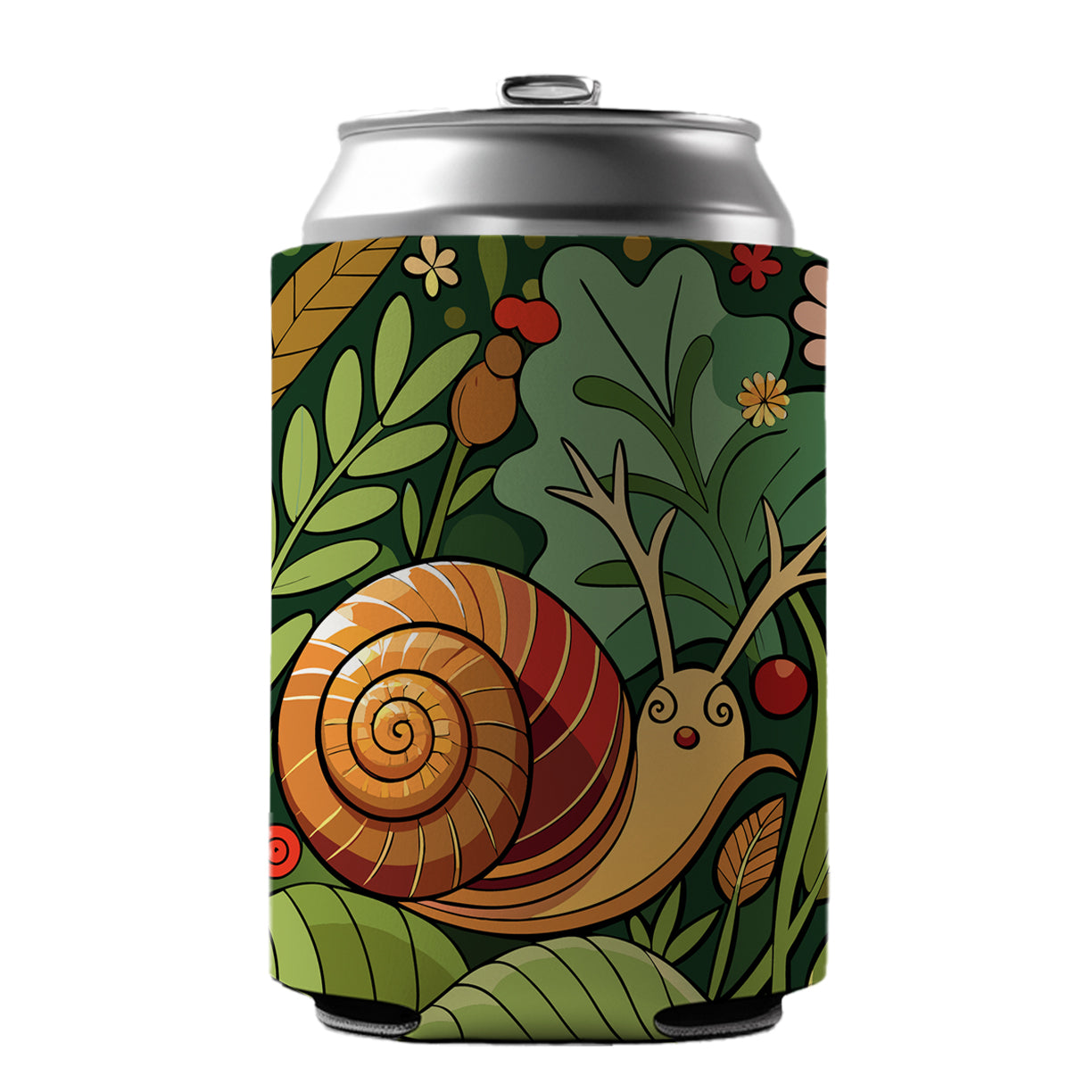 Snail Botanical Art Nouveau Can Cooler Beer Soda Drink Insulated Holder Sleeve Hugger