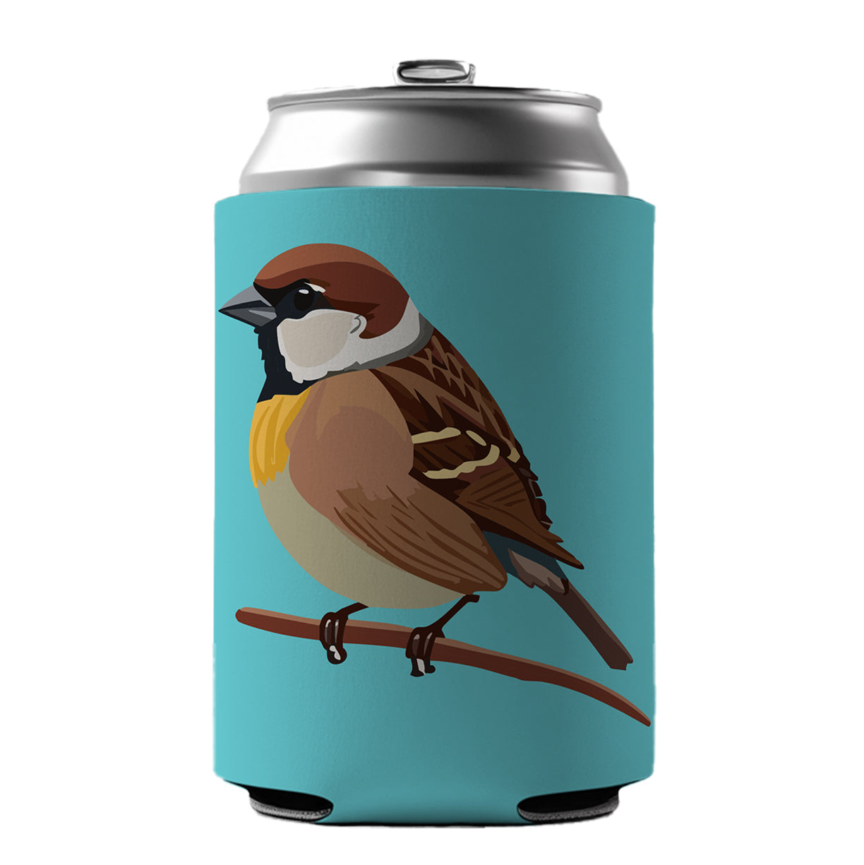 Sparrow Bird on Branch Can Cooler Beer Soda Drink Insulated Holder Sleeve Hugger