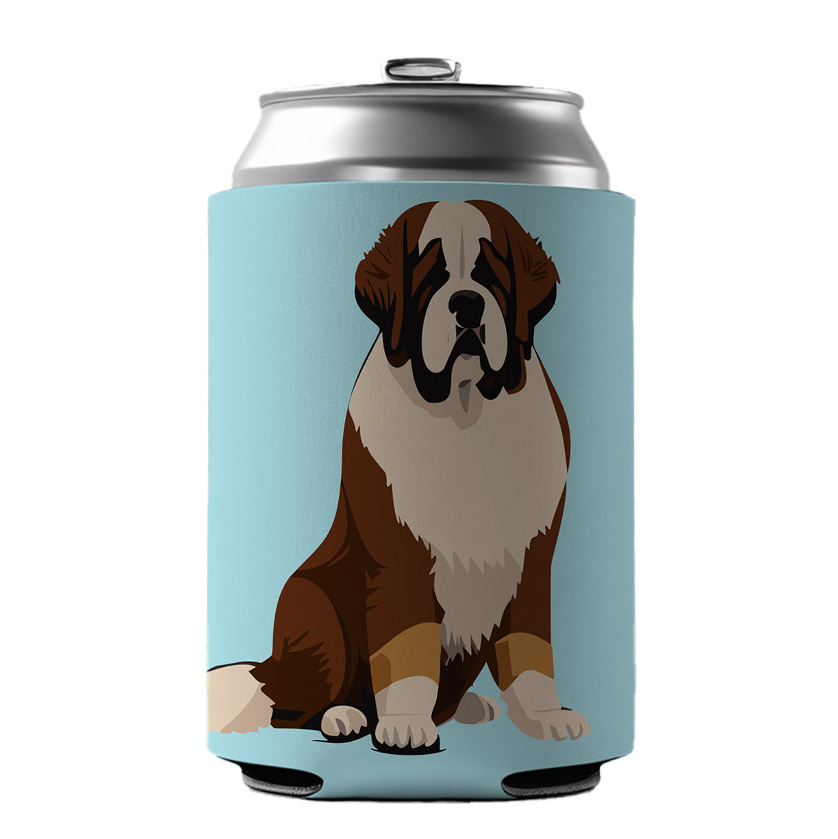 St Bernard Dog Sitting Can Cooler Beer Soda Drink Insulated Holder Sleeve Hugger