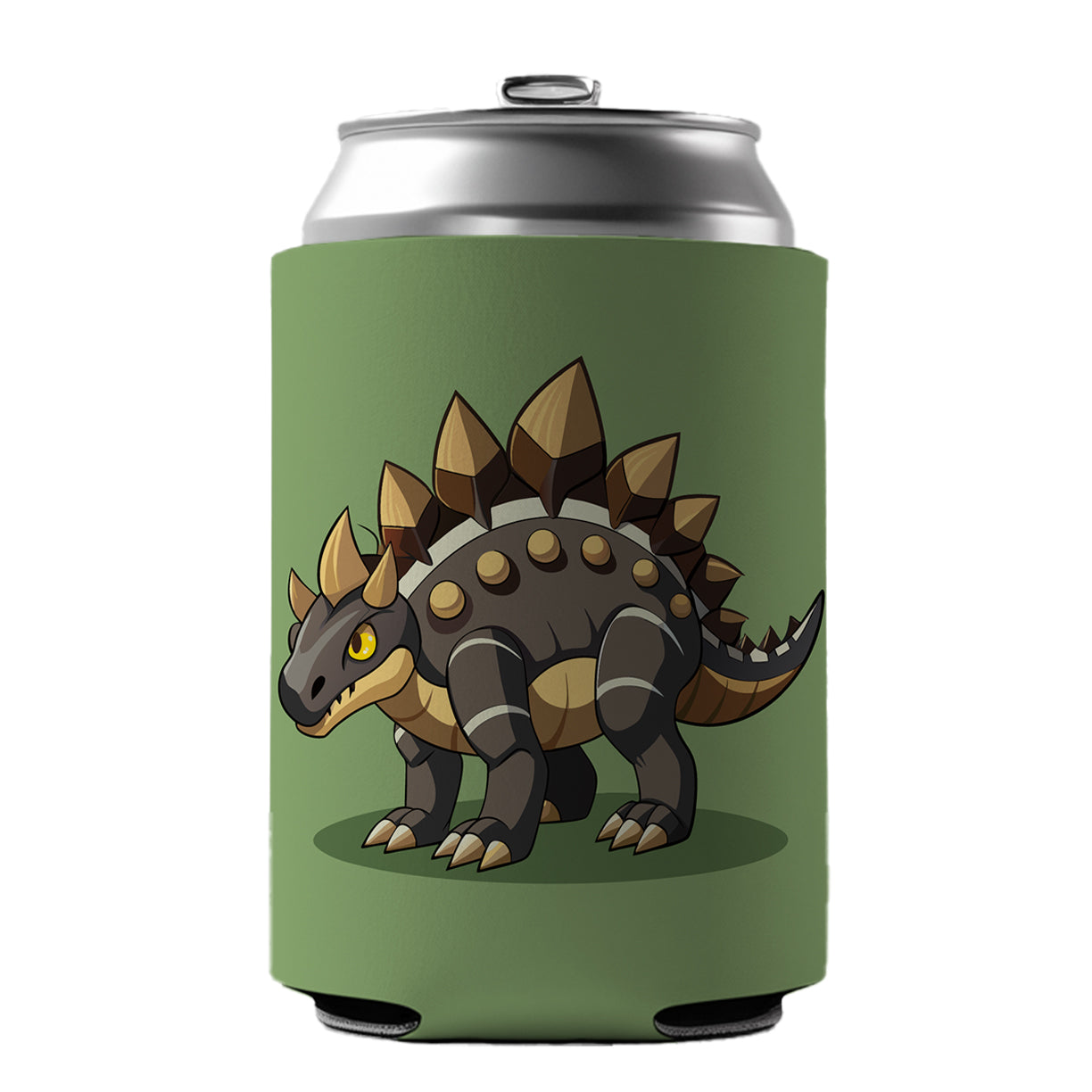 Stegosaurus Armored Dinosaur Can Cooler Beer Soda Drink Insulated Holder Sleeve Hugger