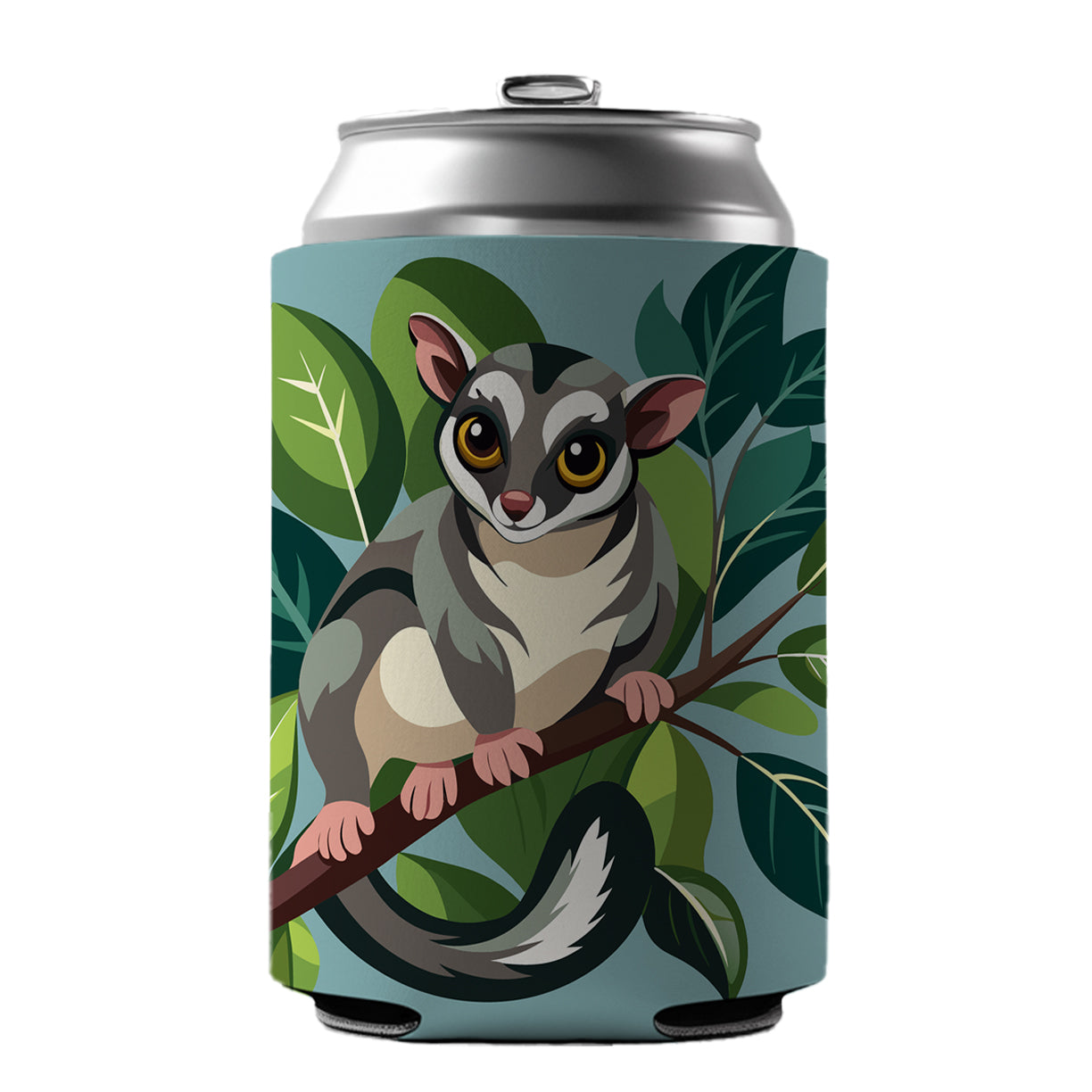 Sugar Glider on Tree Branch Can Cooler Beer Soda Drink Insulated Holder Sleeve Hugger